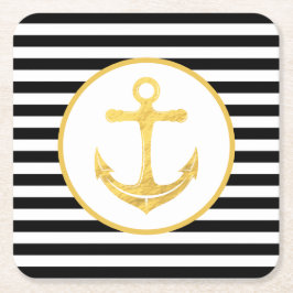 Anker und Streifen | Nautisches Thema | UNTERSETZE Rechteckiger Pappuntersetzer