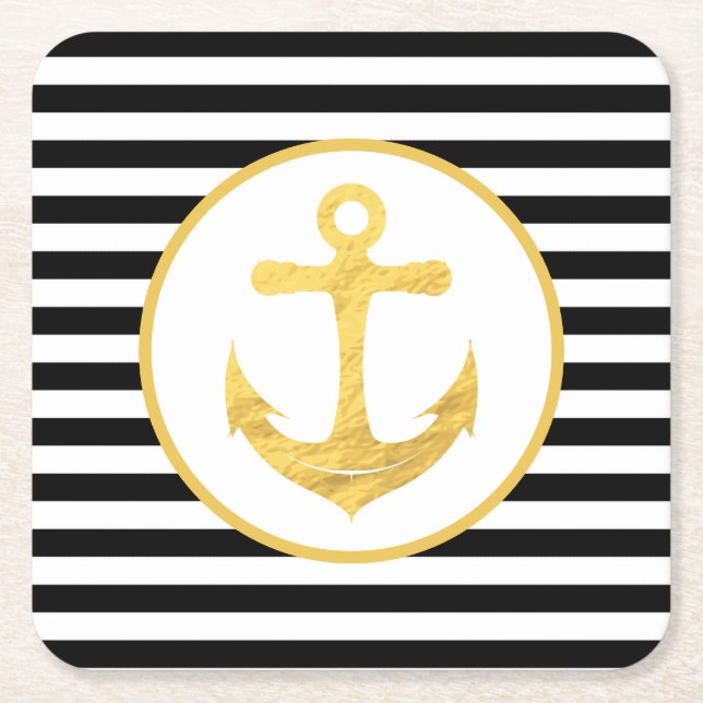 Anker und Streifen | Nautisches Thema | UNTERSETZE Rechteckiger Pappuntersetzer (Vorderseite)