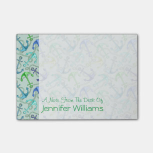 Anker und Wellenmuster  Name hinzufügen Post-it Klebezettel