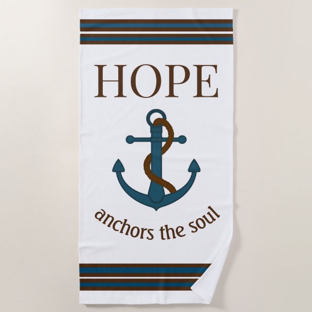 Anker und Zitat Strandtuch (Vorderseite)