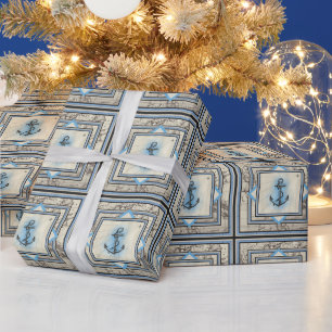 Anker vintage Karte nautisches Muster Geschenkpapier