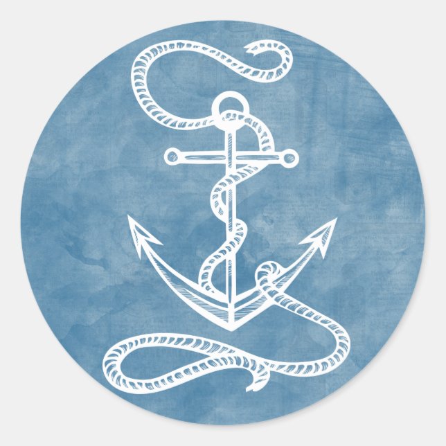 Anker Wasserfarbe Seefahrer Runder Aufkleber (Vorderseite)