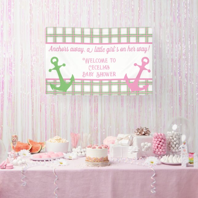 Anker weg Girl Nautical Baby Dusche Banner (Party)