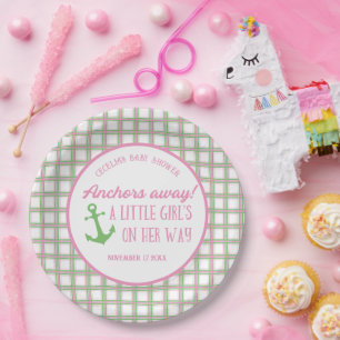 Anker weg Girl Nautical Baby Dusche Pappteller