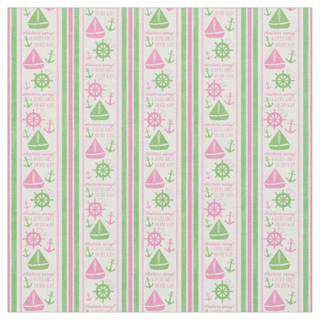 Anker weg Girl Nautical Baby Dusche Stoff (Nahaufnahme)