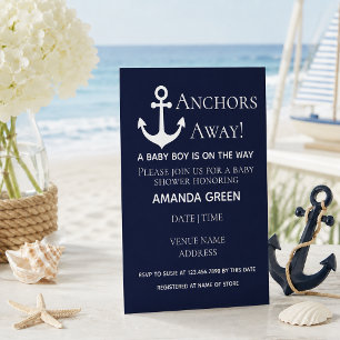 Anker weg Navy Blau Nautische Babyparty Einladung