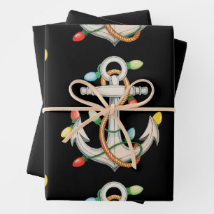 Anker Weihnachten Xmas Lichter Segelkreuzfahrtschi Geschenkpapier Set