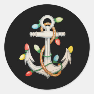 Anker Weihnachten Xmas Lichter Segelkreuzfahrtschi Runder Aufkleber