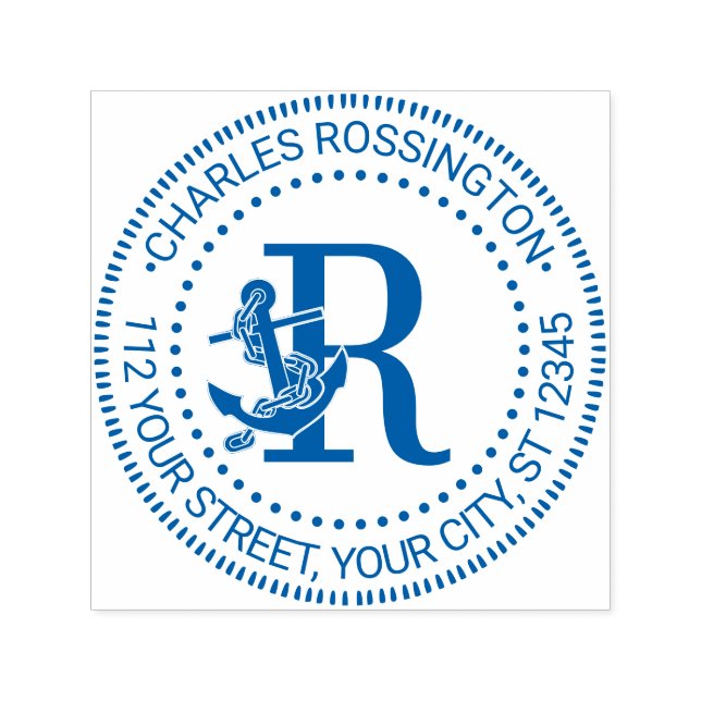 Ankeradresse über Single Fett Init Monogram Name Permastempel (Design)