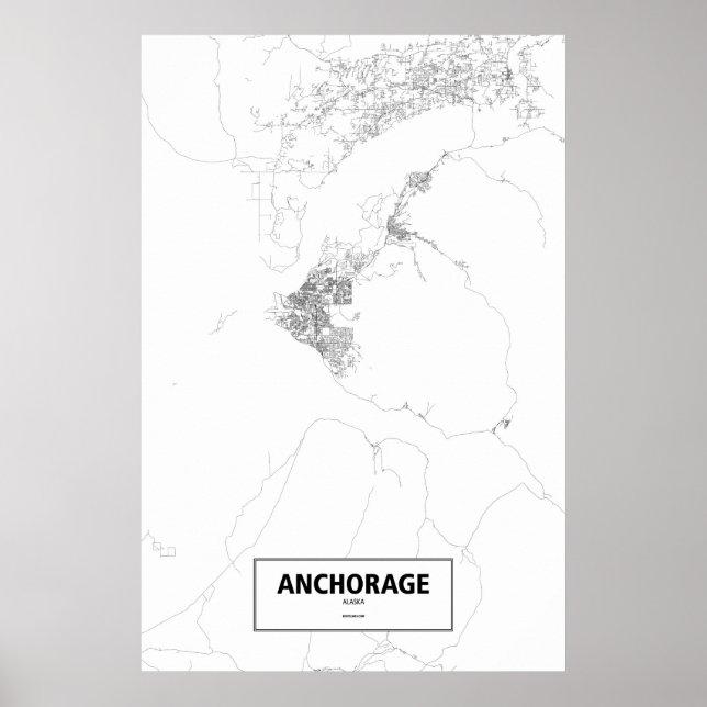 Ankerage, Alaska (schwarz auf weiß) Poster (Vorne)