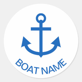 Ankerblau Personalisiert Ihr Bootname Runder Aufkleber