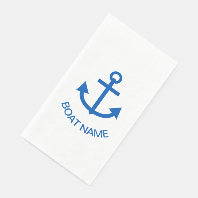 Ankerblau Personalisiert Ihr Bootname Serviette (Ecke)