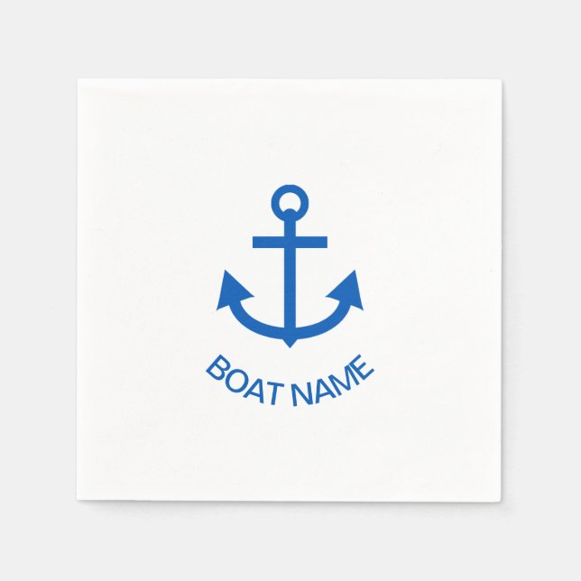 Ankerblau Personalisiert Ihr Bootname Serviette (Vorderseite)