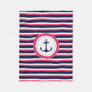Ankerdesign der naustralischen Navy Blue Hot Pink Fleecedecke
