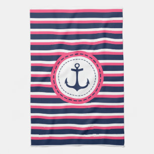 Ankerdesign der naustralischen Navy Blue Hot Pink Handtuch