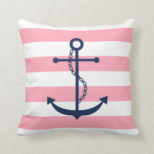 Ankerfarben mit weißem Blau und rosa, breiter Stre Kissen
