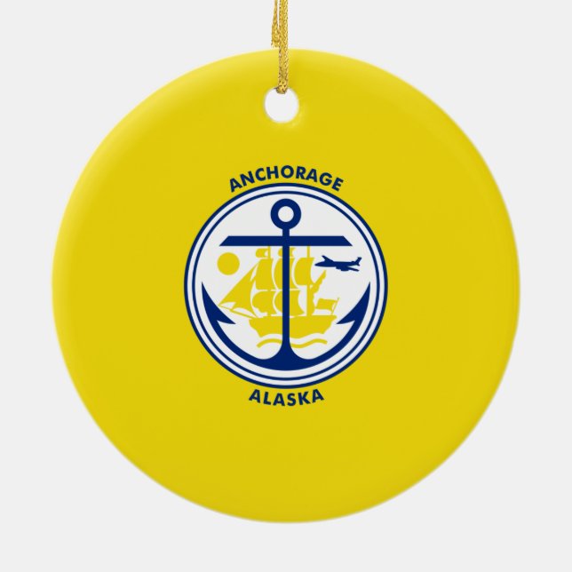 Ankerflagge (Alaska) Keramik Ornament (Hinten)