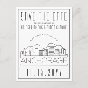 Ankerhochzeit   Stilisierte Skyline Save the Date Postkarte