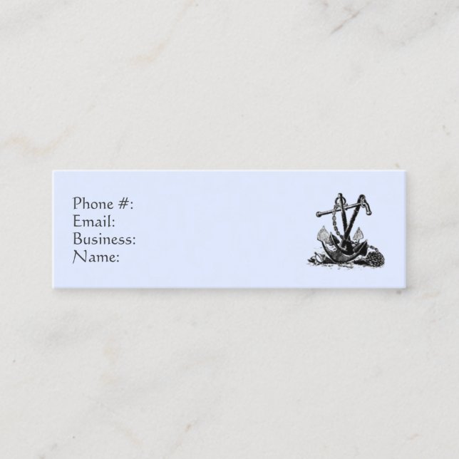 Ankerkarte Nautical Blue Business Card Mini Visitenkarte (Vorderseite)