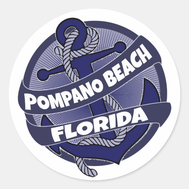 Ankerkleber für Pompano Beach Florida Runder Aufkleber (Vorderseite)