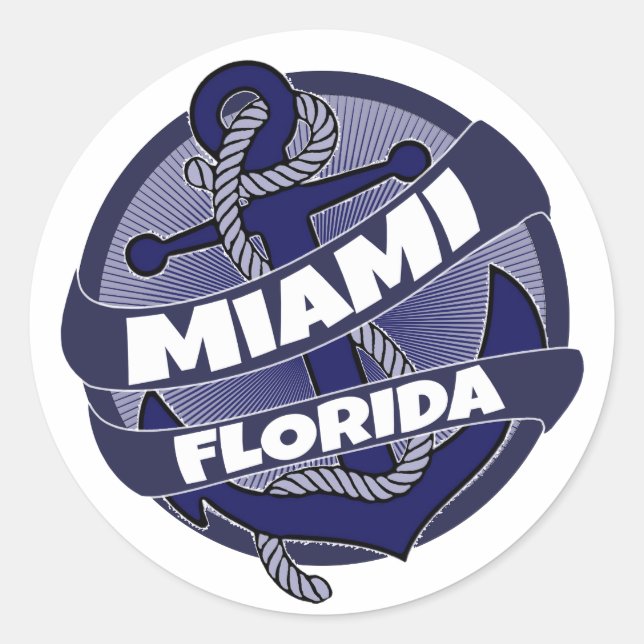 Ankerkleber von Miami Florida Runder Aufkleber (Vorderseite)
