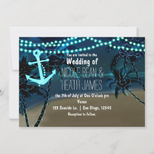 Ankerlichter & Palmen Hochzeitskarten Einladung