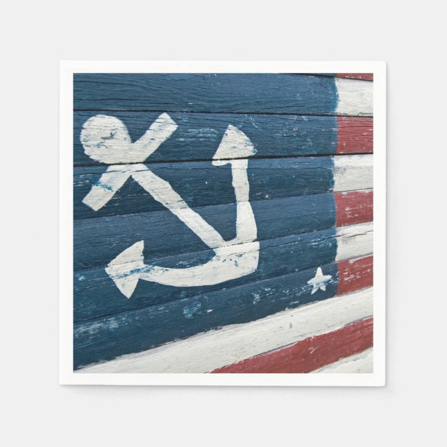 Ankermalerei auf nautischer Flagge Serviette (Vorderseite)