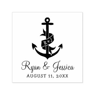 Ankermonogramm-Hochzeits-Briefmarke Permastempel