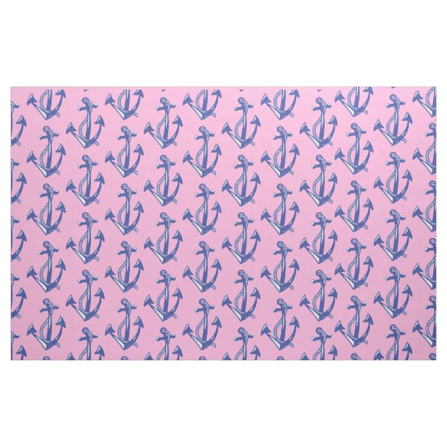 Ankermuster der Nautischen Marine auf rosa Stoff (Fat Quarter (45,7 x 55,9 cm))