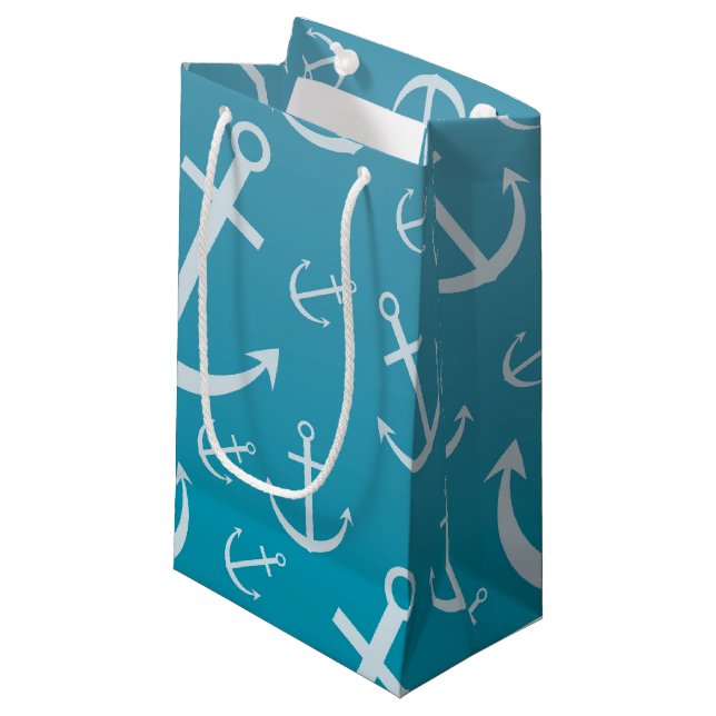 Ankermuster Kleine Geschenktüte (Vorderseite Schrägansicht)