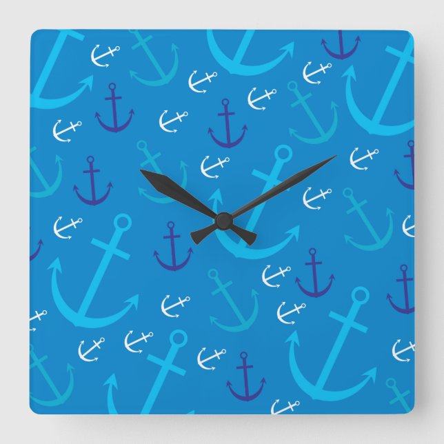 Ankermuster Quadratische Wanduhr (Vorderseite)