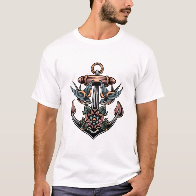 Ankern und Schwalben: Tattoo-   DesignT-Shirt T-Shirt (Vorderseite)