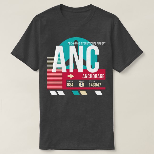 Ankerplatz Alaska ANC Airport Code Gepäckanhänger T-Shirt (Design vorne)