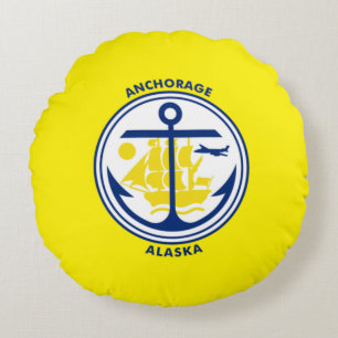 Ankerplatz (Alaska) Flagge Runde Kissen