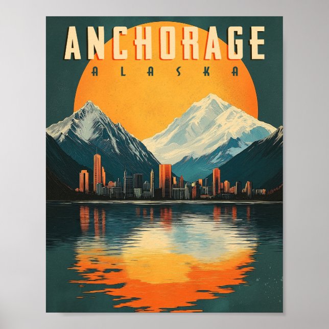 Ankerplatz, Alaska Poster - Atemberaubende Stadtsi (Vorne)