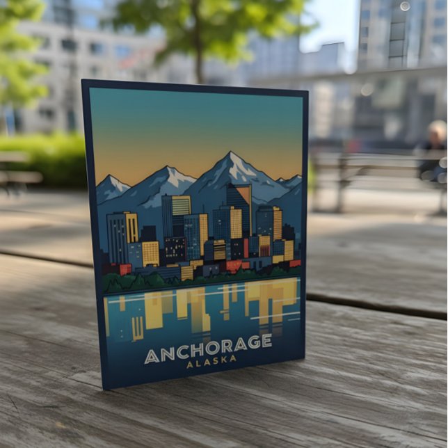 Ankerplatz Alaska Skyline mit Bergen und Wasser Postkarte (Von Creator hochgeladen)