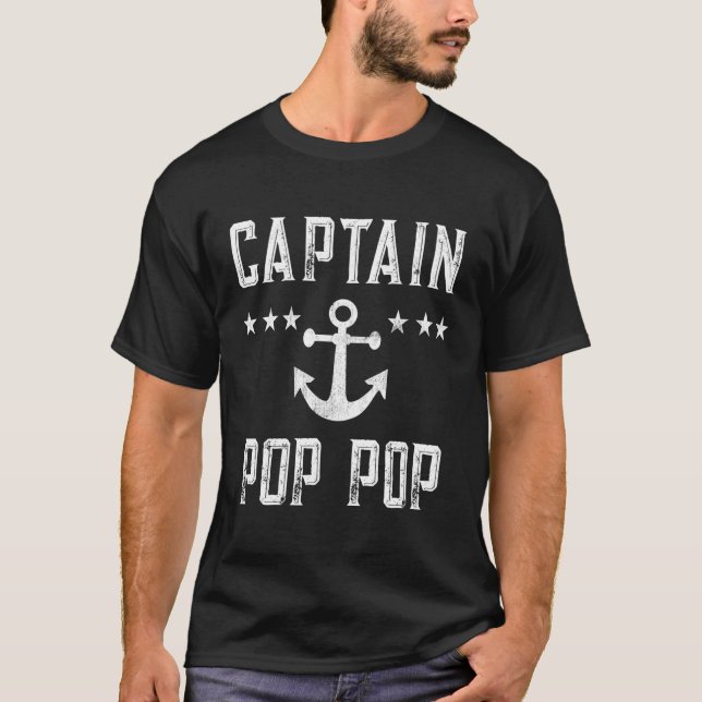 Ankerplatz des personalisierten Kapitäns Pop Pop B T-Shirt (Vorderseite)
