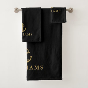 Ankerplatz für individuelle Name Badhandtuch Set