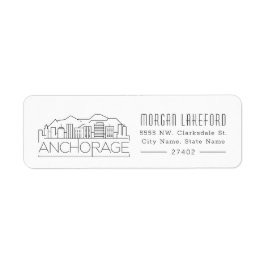 Ankerplatz, stilisierte Skyline von Alaska |