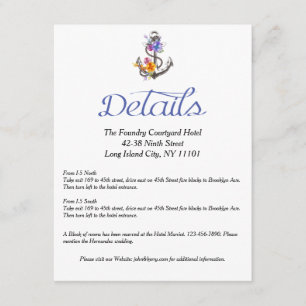 Ankerrichtung für nautische Boote, Einzelheiten Begleitkarte