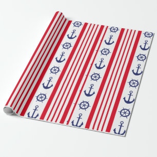 Ankerschiff für nautisches Segeln Red White Strip Geschenkpapier