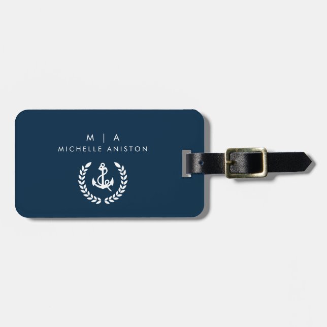 Ankerschiff für Schiffe der Marine | Monogramm Cus Gepäckanhänger (Vorderseite horizontal)