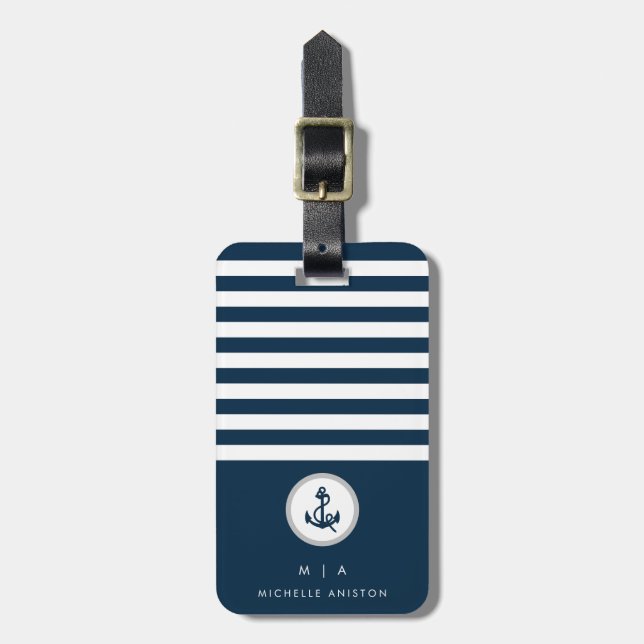 Ankerschiff für Schiffe der Marine | Monogramm Cus Gepäckanhänger (Vorderseite vertikal)