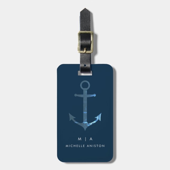 Ankerschiff | Monogramm Custom Gepäckanhänger (Vorderseite vertikal)