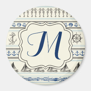 Ankerschiff Nautical Monogram Initial Magnet