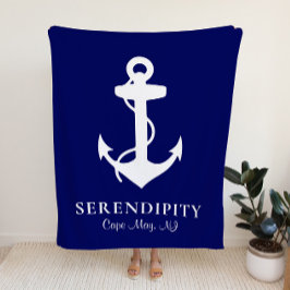 Ankerschiff Personalisiert Navy Blue Fleecedecke