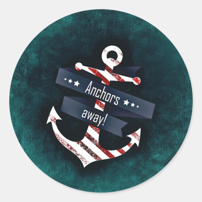 Ankerschiff Runder Aufkleber (Vorderseite)