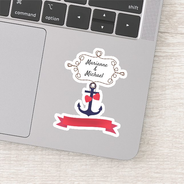 Ankerseil Rahmen nautische Seereise Rot ri Aufkleber (Detail)