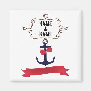 Ankerseil Rahmen nautische Seereise Rot ri Magnet