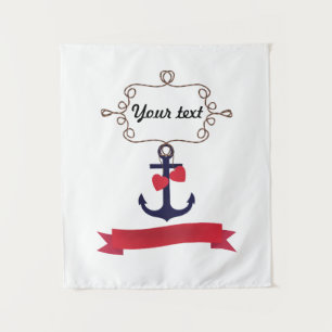 Ankerseil Rahmen nautische Seereise Rot ri Wandteppich